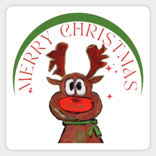 Merry deer red christmas Sticker